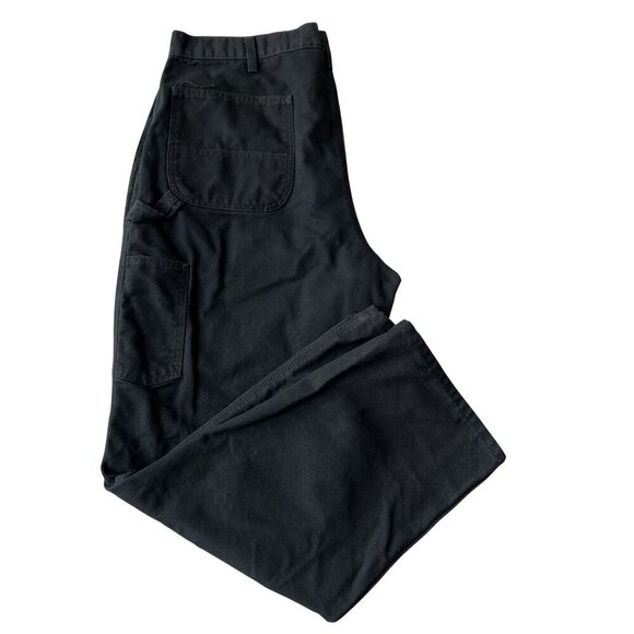 Carhartt Mens 40x32 Duck Loose Fit Canvas Black Utility Chore Pants Carpenter - Picture 5 of 16